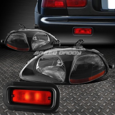 ЧЕРНАЯ ФАРА + ЖЕЛТЫЙ ПОВОРОТНЫЙ СИГНАЛ + КРАСНЫЙ ЗАДНИЙ ПРОТИВОТУМАННЫЙ ФОНАРЬ + ВЫКЛЮЧАТЕЛЬ ДЛЯ CIVIC 96-98