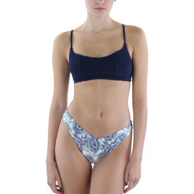 Женские бикини Frankies Enzo Shine Blue Cheeky Swim с отделяющимся низом L BHFO 1964