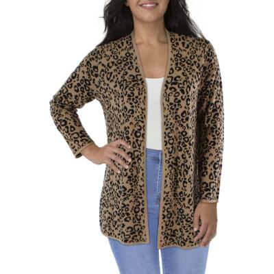 

JM Collection Женский светло-коричневый кардиган с животным принтом Свитер Top Plus  BHFO 4195, Tan/black
