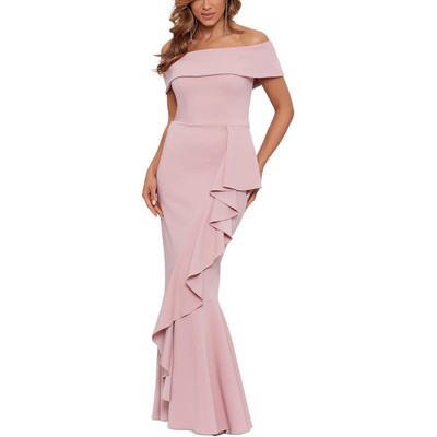 Женское вечернее платье из розового крепа с открытыми плечами Betsy & Adam, 14 BHFO 3314