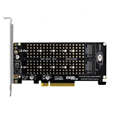 Dual M.2 NVMe PCIe x8 Split Card with PCIe 4.0 Support for SSD RAID Expansion