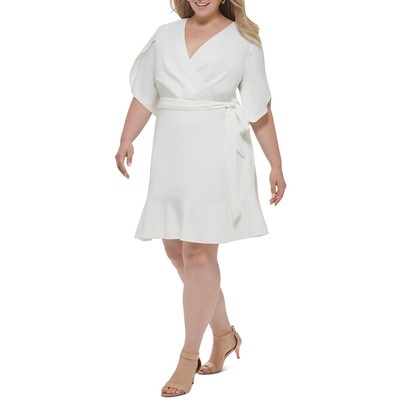 Женское белое плиссированное платье миди длиной до колена Petites 8P BHFO 2119 от DKNY