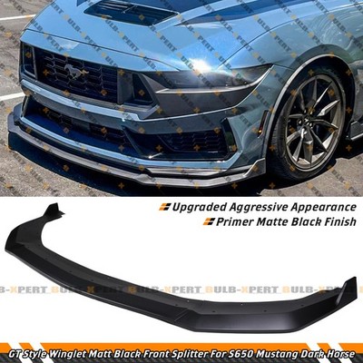 For 24-25 Ford Mustang Dark Horse GT Style Matte Black Front Bumper Lip Splitter