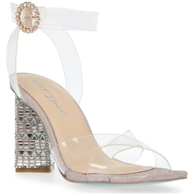 

Женские туфли на каблуке с украшением Betsey Johnson 6,5 средний (B,M) BHFO 5350, Ясный, SBBELL
