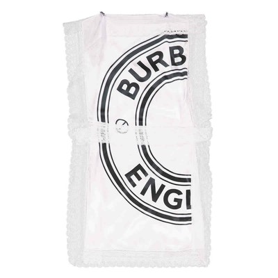 Pre-owned Burberry Ladies Lace-detail Logo Silk Slip Midi-dress In Multicolor