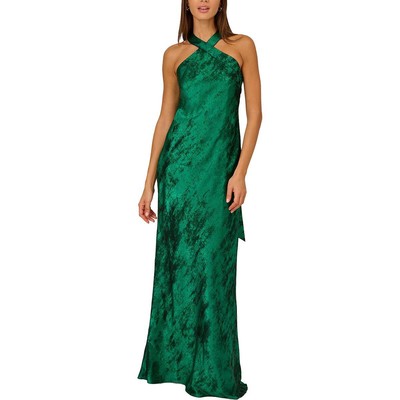 Женское вечернее платье макси цвета зеленый металлик Aidan by Aidan Mattox 6 BHFO 0591