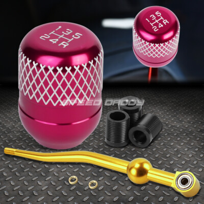 ЗОЛОТИСТЫЙ АЛЮМИНИЕВЫЙ РЫЧАГ ПЕРЕКЛЮЧЕНИЯ ПЕРЕДАЧ С ДВОЙНЫМ ИЗГИБОМ И РОЗОВОЙ 5-СТУПЕНЧАТОЙ СЕТЧАТОЙ РУЧКОЙ ДЛЯ EK/ EJ/ EG/DC