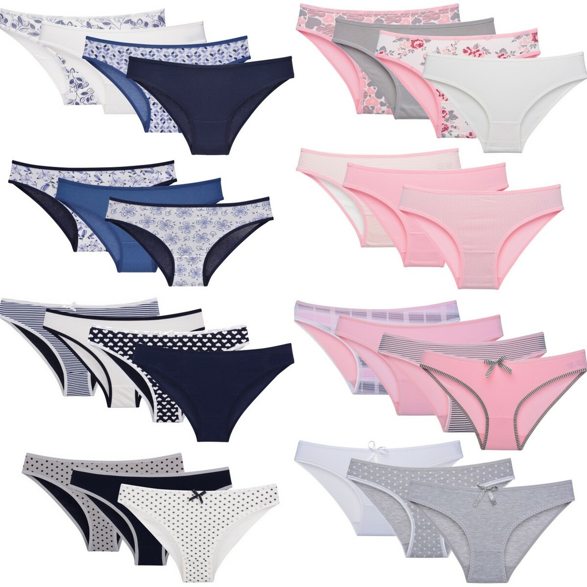 7 Damen Slips Unterhosen Hipster Unterwäsche Baumwolle Hotpants Panties 36 38 40