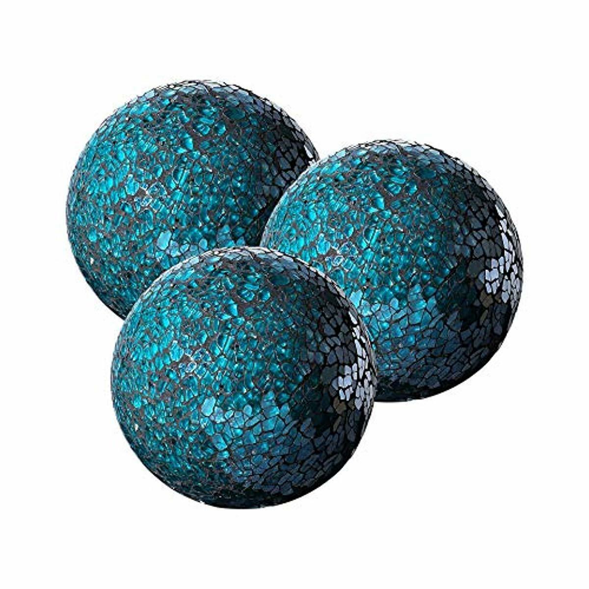 Wh Housewares Decorative Balls Set Of 3 Glass Mosaic Sphere Dia 4