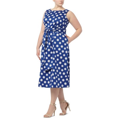 

Женское дневное миди-платье Magritte синего цвета с цветочным принтом Anne Klein Plus  BHFO 8417, Magritte blue combo