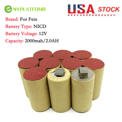 SOLDERING REQUIRED 2000mAh for Fein 12V NiCD Battery pack CD 92604038021