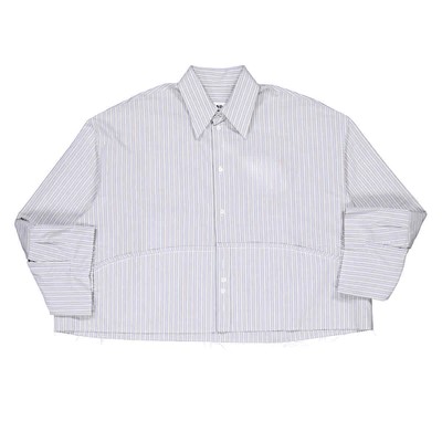 Pre-owned Maison Margiela Mm6  Ladies Striped Cotton Cropped Shirt In Multicolor