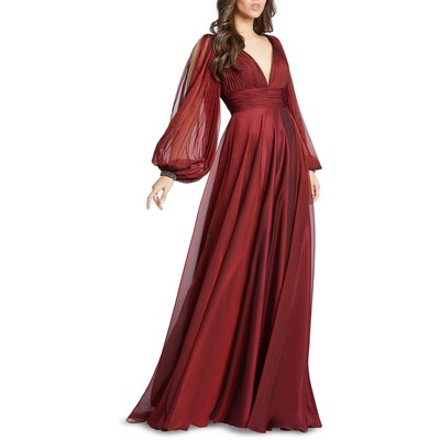 Женское красное гофрированное макси-вечернее платье Mac Duggal 8 BHFO 7126