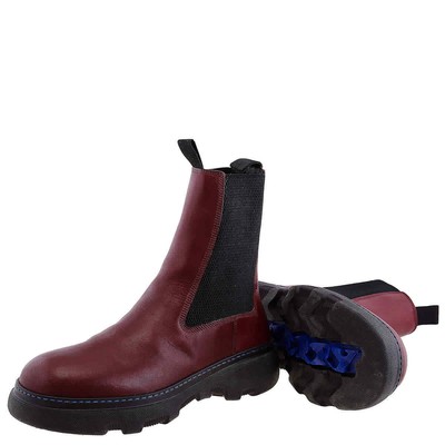 Pre-owned Burberry Creeper Leather Chelsea Boots In Purple