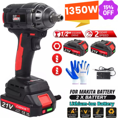 1000Nm 1/2" Cordless Electric Impact Wrench Drill Gun Ratchet Driver w/ Battery~