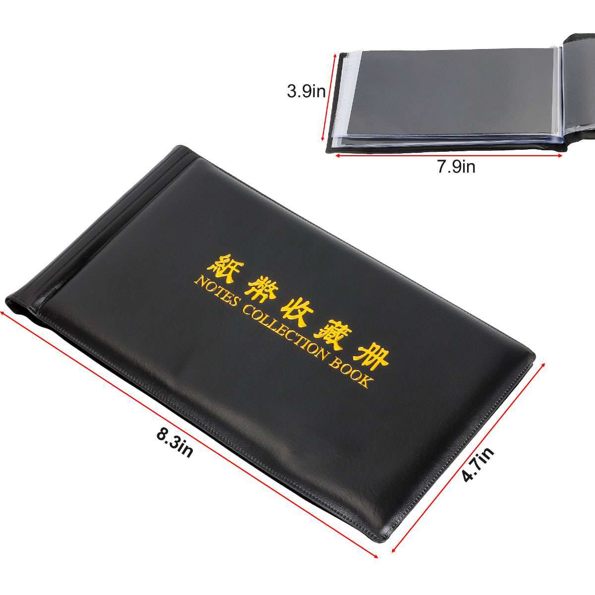 60 Pcs Paper Money Currency Banknote Collection Album Pocket Book Storage Black