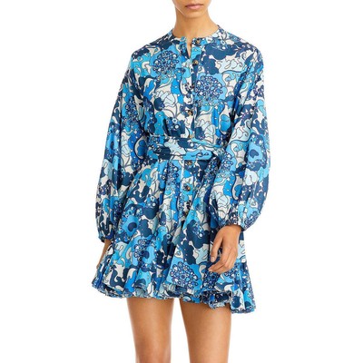 

Женское мини-платье Rhode Emma Cotton с короткими рукавами и епископом BHFO 5979, Woodstock floral blue