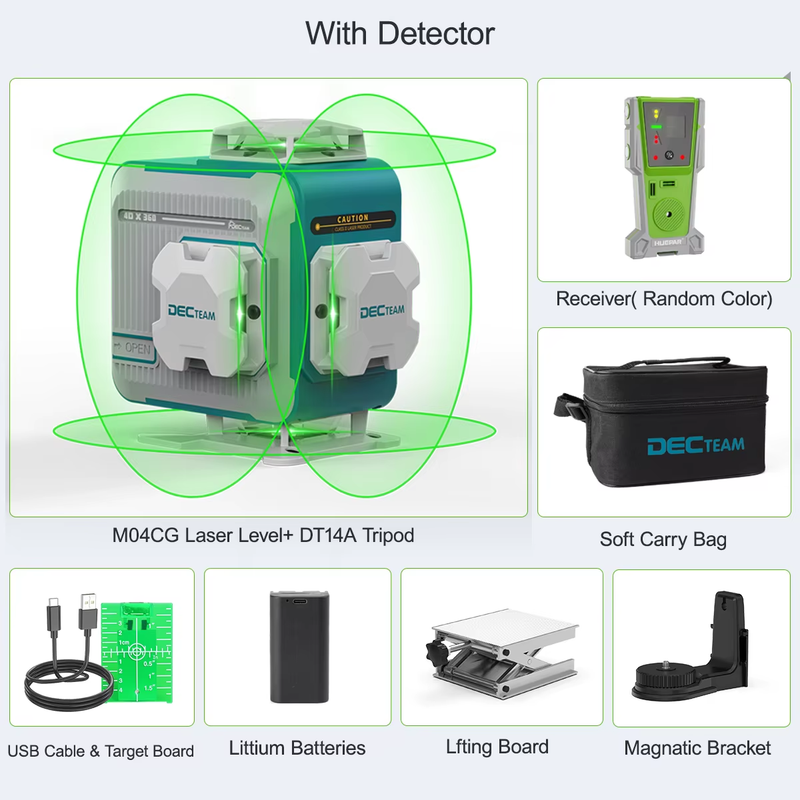 16 Lines 4D Laser Level Green Beam Self-Leveling Cross Line Laser Level Tool Set