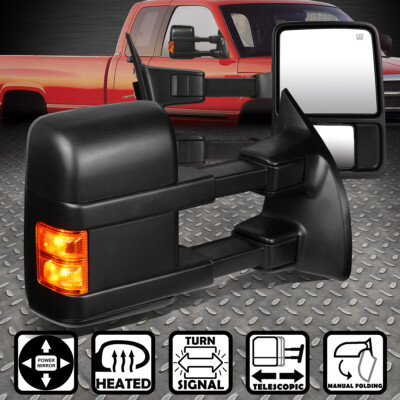 ДЛЯ 08-16 FORD F250-F550 SD С ПИТАНИЕМ + ОБОГРЕВОМ + ПАРА БУКСИРОВОЧНЫХ ЗЕРКАЛ С ЖЕЛТЫМ СВЕТОДИОДНЫМ СИГНАЛОМ