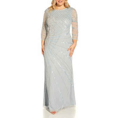 

Adrianna Papell Womens Burnout Maxi Formal Evening Dress Plus BHFO 9304, Blue heather