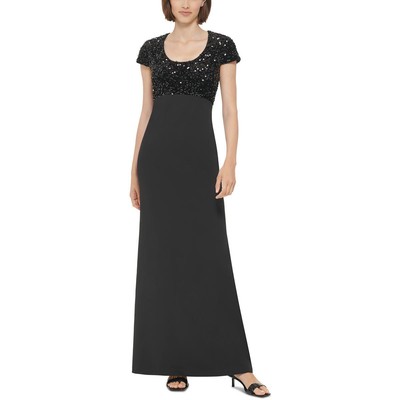 Женское черное вечернее платье Calvin Klein с длинными рукавами и блестками, 4 BHFO 5466