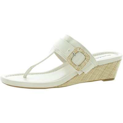 Style & Co. Womens Pollieer White T-Strap Sandals 7.5 Medium (B,M) BHFO 0917