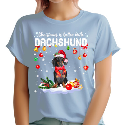 Dachshund Christmas T-shirt - Dog Lover Gift - Holiday Tee Cute Dog Apparel #MC