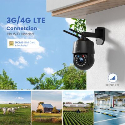 Ctronics 【10X Optical Zoom】 3G/4G Cellular Security Camera with SIM Card