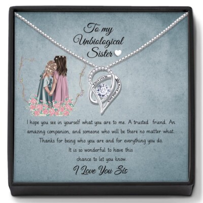 To My Unbiological Sister Friendship Necklace Soul Sisters Gifts for Best Friend