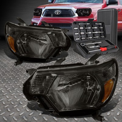 ДЛЯ 12-15 TOYOTA TACOMA ДЫМЧАТЫЙ КОРПУС ЯНТАРНЫХ БОКОВЫХ ФАР ГОЛОВНОГО СВЕТА + НАБОР ИНСТРУМЕНТОВ