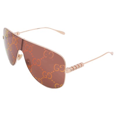 Pre-owned Gucci Red Logo Shield Ladies Sunglasses Gg1436s 003 99 Gg1436s 003 99
