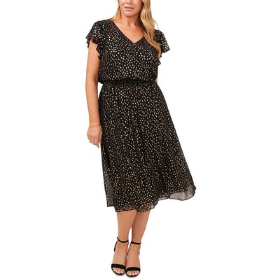 

MSK Женское Черное Длинное Коктейльное Платье Миди Металлик Плюс  BHFO 8551, Black/gold