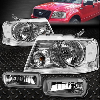 ХРОМИРОВАННЫЙ КОРПУС ФАРЫ + ПРОЗРАЧНЫЙ УГОЛ + ЗАКОПЧЕННАЯ ПРОТИВОТУМАННАЯ ФАРА OE ДЛЯ 04-06 FORD F150