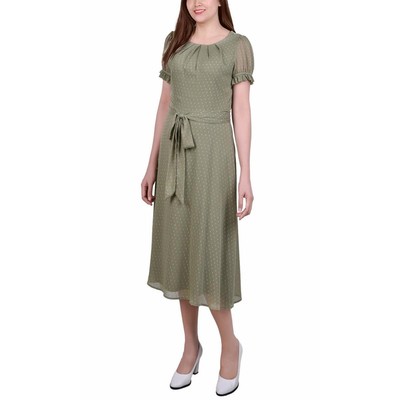 Женское зеленое шифоновое платье миди длиной до колена Petites PXL BHFO 1283 из коллекции NY Collection