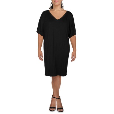 24seven Comfort Apparel Womens Black V-Neck T-Shirt Dress Plus 2X BHFO 7265