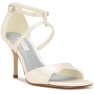 Женские атласные туфли Nine West Sighs цвета слоновой кости на каблуке 9,5 см (B, M) BHFO 3049