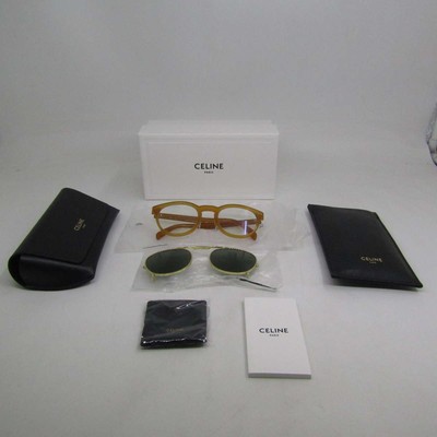 Celine CL40210U Round Blue Light Blocking Glasses With Clip