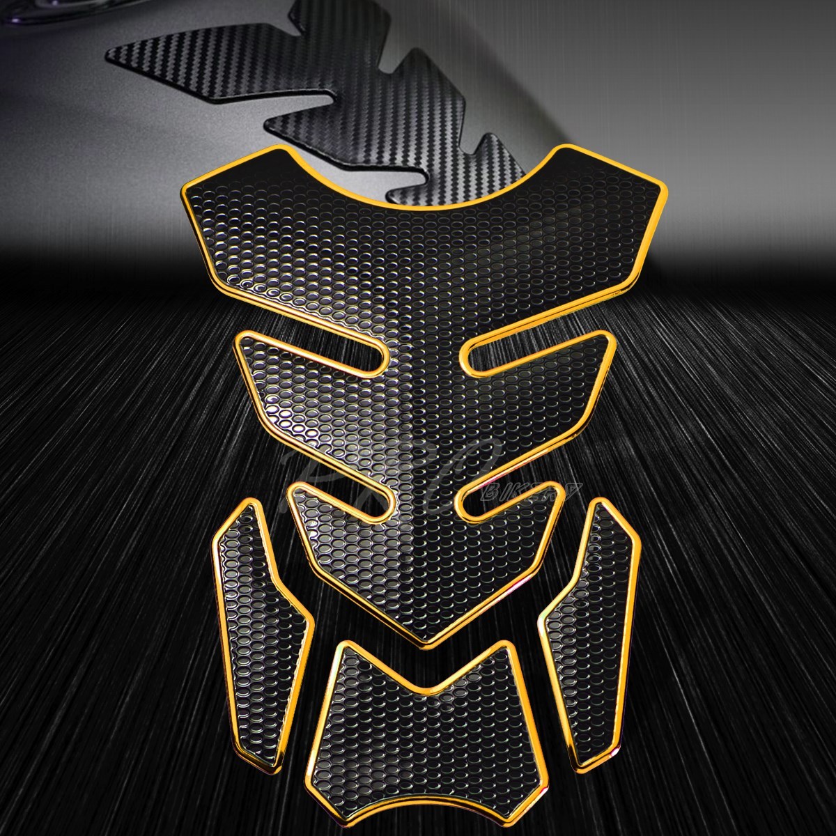 4PCS Chrome Gold Fuel Tank Pad + 8 Logo Letters Fairing Emblem Sticker Kit For Yamaha – Universal Fit, Pro_Bikery