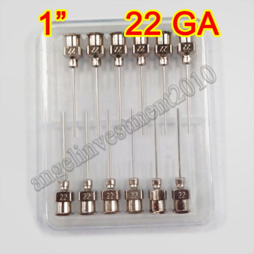 12pcs 1" 22GA Blunt stainless all steel dispensing syringe needle tips