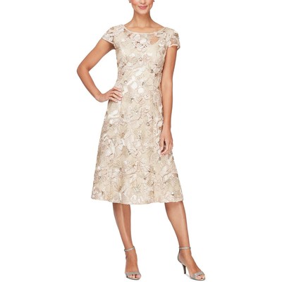 

Женское бежевое коктейльное и вечернее платье А-силуэта Alex Evenings  BHFO 6652, Champagne