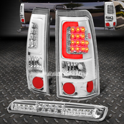 ХРОМИРОВАННАЯ ПРОЗРАЧНАЯ СВЕТОДИОДНАЯ ЗАДНЯЯ ПАНЕЛЬ + 3-Й СТОП-СИГНАЛ И ГРУЗОВОЙ ФОНАРЬ ДЛЯ 99-03 CHEVY SILVERADO/SIERRA