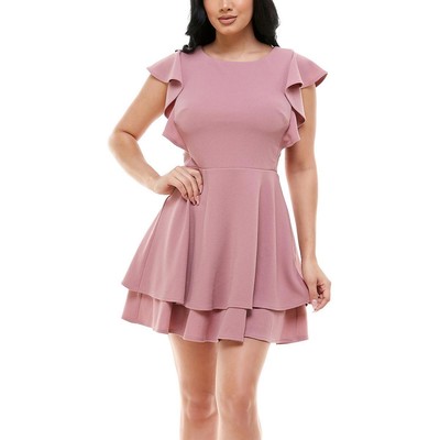 

Crystal Doll Женское розовое вечернее короткое мини-платье с оборками для подростков  BHFO 2449, Mauve