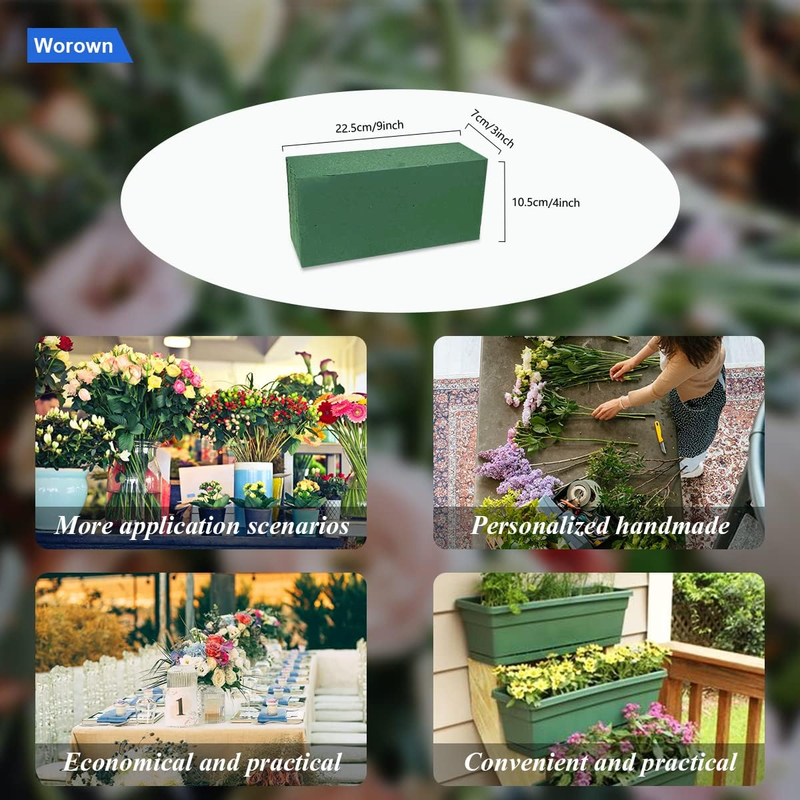 6 Pack (9 x 4 x 3 Inch) Floral Foam Blocks, Green Foam for Flower Arrangements,