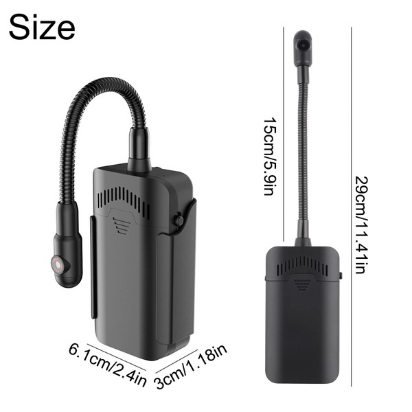 Flexible gooseneck microphone with dimensions.