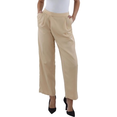 DKNY Womens Beige High Rise Pleated Wide Leg Pants Trousers Petites 2P BHFO 7342