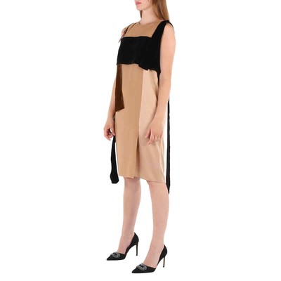 Pre-owned Burberry Silk And Velvet Strap Detail Dress In Check Description