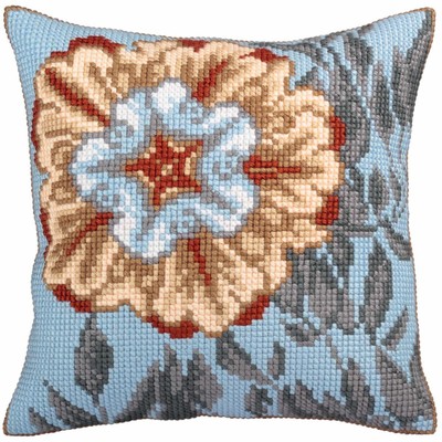 CdA stamped cross stitch kit cushion ''Asure turquoise'' 5329, 40x40cm, DIY