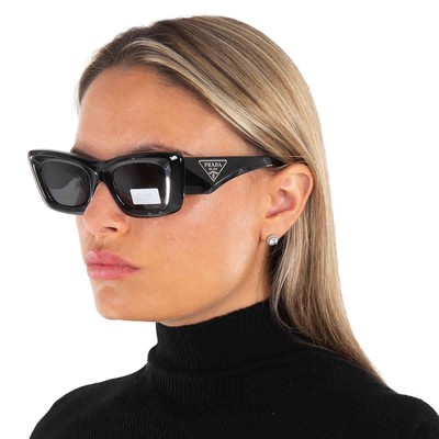 Pre-owned Prada Dark Grey Cat Eye Ladies Sunglasses Pr 13zs 1ab5s0 50 Pr 13zs 1ab5s0 50 In Gray
