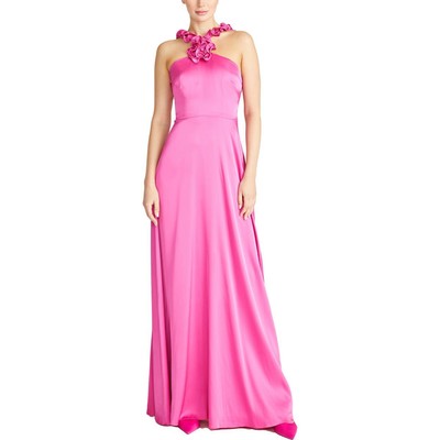 Pre-owned Amur Womens Full Length Halter Embellished Evening Dress Bhfo 2773 In Rosey