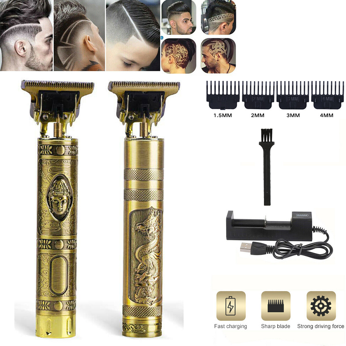 Men's Electric Shaver Trimmer Bald Razor Rechargeable Beard 